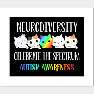 Autism Neurodiversity Celebrate the Spectrum Cat Posters and Art